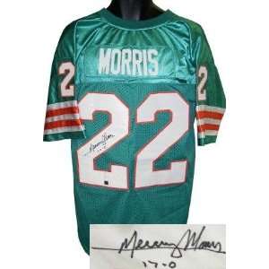 Mercury Morris Autographed Uniform   Teal Prostyle 17 0   Autographed 