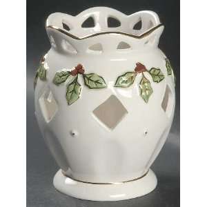   Holly And Berry Gold Votive Candleholder, Fine China Dinnerware