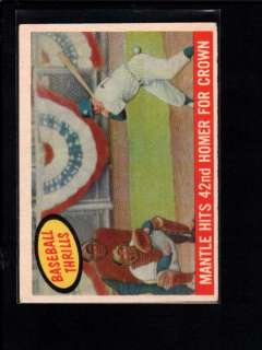 1959 TOPPS #461 MICKEY MANTLE HITS 42ND HOMERUN FOR CROWN EX A6154