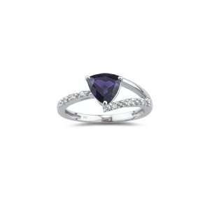  0.06 Cts Diamond & 1.10 Cts Amethyst Ring in 14K White 