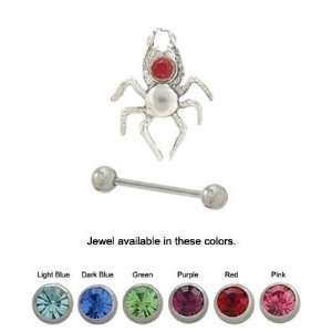  Eyebrow Shield Sterling Silver Spider Design with Jewel 