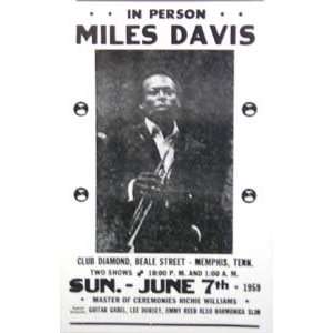  Miles Davis in Memphis 1959 14x22 Concert Poster
