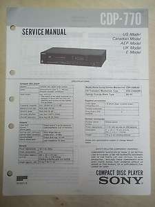 Sony Service/Repair Manual~CDP 770 CD Player  