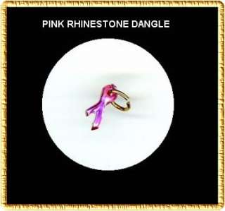Pink Breast Cancer Rhinestone RIBBON Nail Art Dangle  