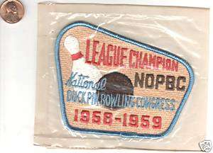 NDPBC 1958 1959 League Champion Duckpin Bowling Patch  