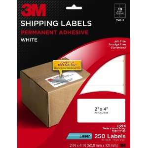 3M Recycled Shipping Labels for Laser/Inkjet Printers, White, 2 x 4 