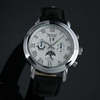   Mechanical Luxury Self Wind Up Mens ROMAN Date Leather Wrist Watch