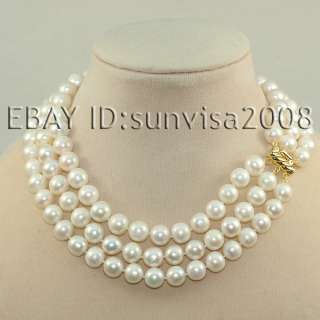 rows 9 10mm white cultured round pearl necklace 16 17 18  