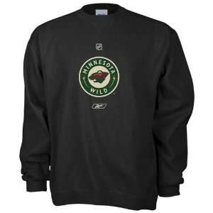  Reebok Minnesota Wild Black Primary Logo Crew Sweatshirt 