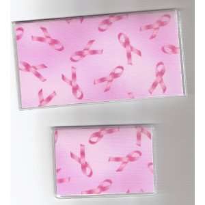 Checkbook Cover Debit Set Made with Breast Cancer Awareness Ribbon 
