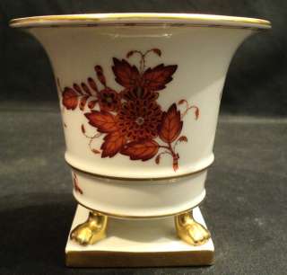   MARK HEREND HUNGARY PORCELAIN CHINESE BOUQUET URN / VASE RUST & GOLD