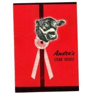    Andres Steak House Menu Richmond Illinois 1970s 