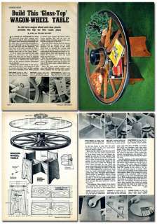 Vintage Plans How To Build a Glass Top WAGON WHEEL TABLE Workshop 