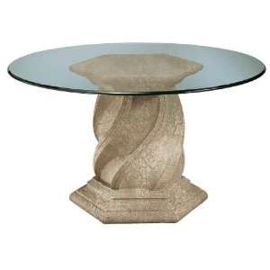   Column Tuscan Beige Dining Table w/ Round Glass Top Furniture & Decor