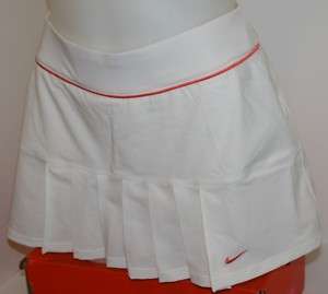 NIKE DF Accuracy Pleated Tennis SKIRT w/ Shorts White/Mango XS  