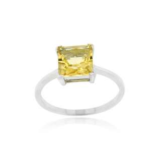 Sterling Silver 1.65ct Citrine Solitaire Square Ring  