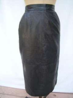 Tannery West Black Genuine Leather Pencil Skirt Sz 6  