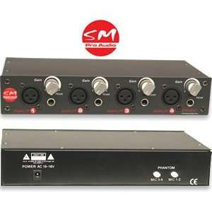  SM Pro Audio PR4V 4 Channel Microphone Preamp Musical 