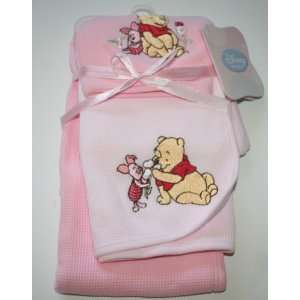   Winnie the Pooh Girls Pink Thermal Receiving Blanket 2 pack Baby