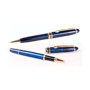  6013 BLUE MARBLE    Ineuro Ballpoint Pen & Rollerball Set 