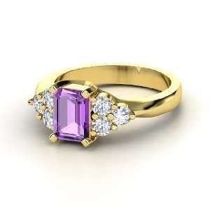  Apex Ring, Emerald Cut Amethyst 14K Yellow Gold Ring with 