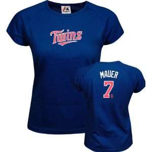   Mauer Majestic Name and Number Cap Sleeve Minnesota Twins Womens Tee