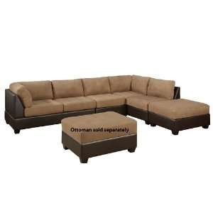  Modular Sectional Sofa in Saddle Microfiber Plush Espresso 