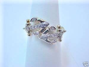 14KT YELLOW GOLD DIAMOND DOUBLE ANCHOR LINK RING  