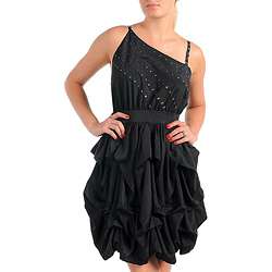 Stanzino Womens Plus Size Black Ruffle Stud embellished Dress 