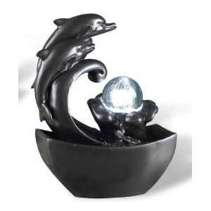   Decorative Table Top Dolphins on Wave Fountain
