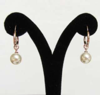 pearl 18k rose gold GP swarovski earrings dangle  