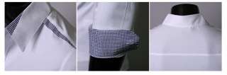 Iron free Plaid decorated Mens slim Dress shirts tops 3 colors 3 size 