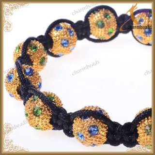 Macrame Beaded Disco Balls Shamballa Bracelet Cord Charm Beads Crystal 