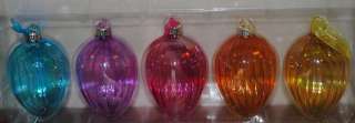 Glass Ornament Set~Ribbed Eggs~Christmas~Easter~Holiday  