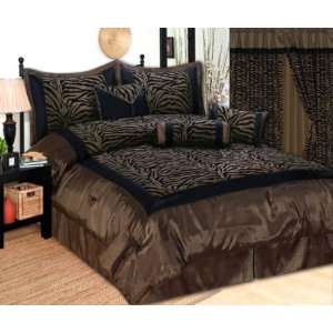 Piece Bedding Flock Comforter Set Brown / Black Zebra Bed in a bag 