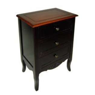 Cheungs Wooden Chest with 3 Drawers   Black/Brown   28.5H x 17.75W 