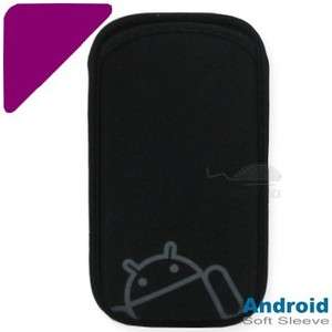 Black ( Android Neoprene ) Case Pouch For Motorola SPICE Key XT317 