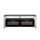 Plateau Dcor 50 TV Stand in Black Oak and Silver with Black Glass