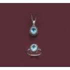 Introductory Offer SS Set Blue Topaz Black and White Diamond 2 pc Set