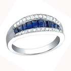 Carat Blue Sapphire & Diamond 14k White Gold Fashion Ring (Size 