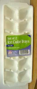 PLASTIC ICE CUBE TRAY   SET OF 12  WHITE FLEXIBLE   NEW  