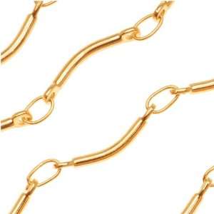  Bright Gold Plated Curved 12.5mm Bar Scalloped Chain Sold 