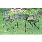   bistro table set with side chairs in hammered Green or hammered Bronze
