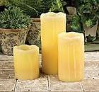NEW Flameless LED Pillar Honey Candle Vanilla Scent Timer Melted Drip 