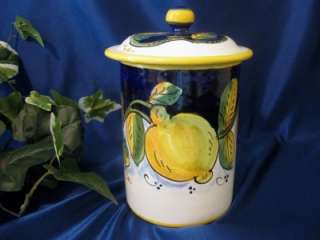 DERUTA ITALY Italian Pottery BISCOTTI JAR CANISTER Tuscan Lemons 
