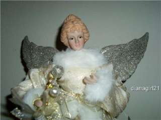 Large Christmas Tree Angel Topper * White & Gold Dress * Porcelain 