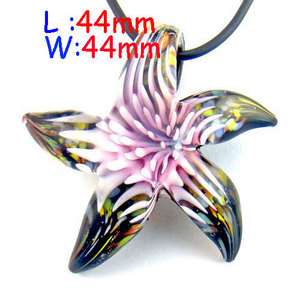 G2412 Purple Starfish Lampwork Glass Pendant Necklace  