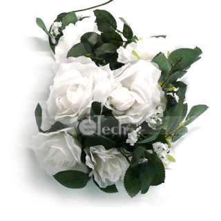 Pure White ROSE GARLAND Silk WEDDING Flowers Arch Decor  