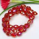 8x11mm Red Rice Crystal Glass Faceted Gem Loose Beads