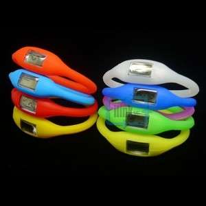 Color Silicone Rubber Jelly Ion Sports Bracelet Wrist Watch  